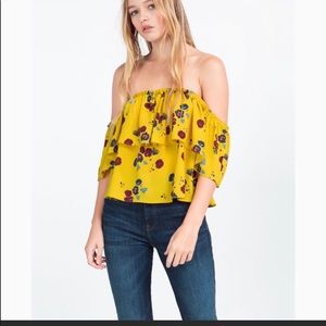 Zara Floral Off the Shoulder Top